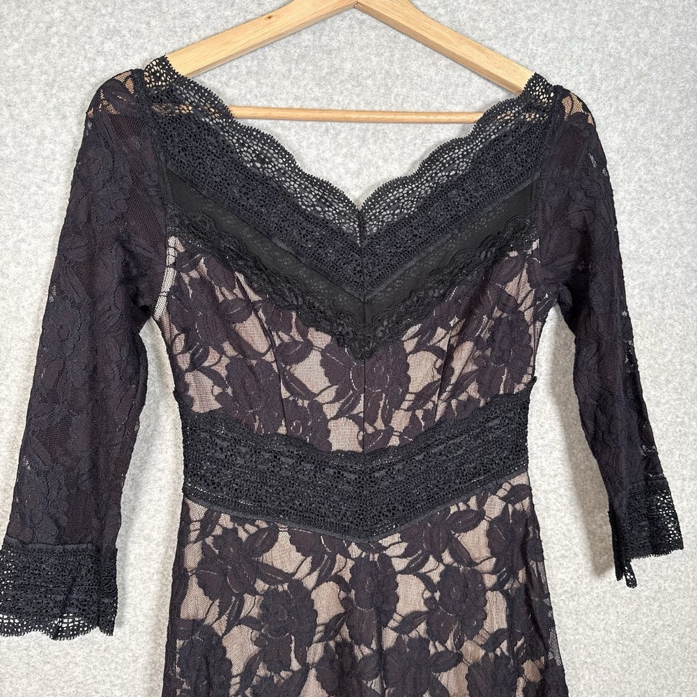 Free People Lacey Affair Black 3/4 Sleeve Mini Dress Size Small Y2K Vintage - Picture 2 of 8